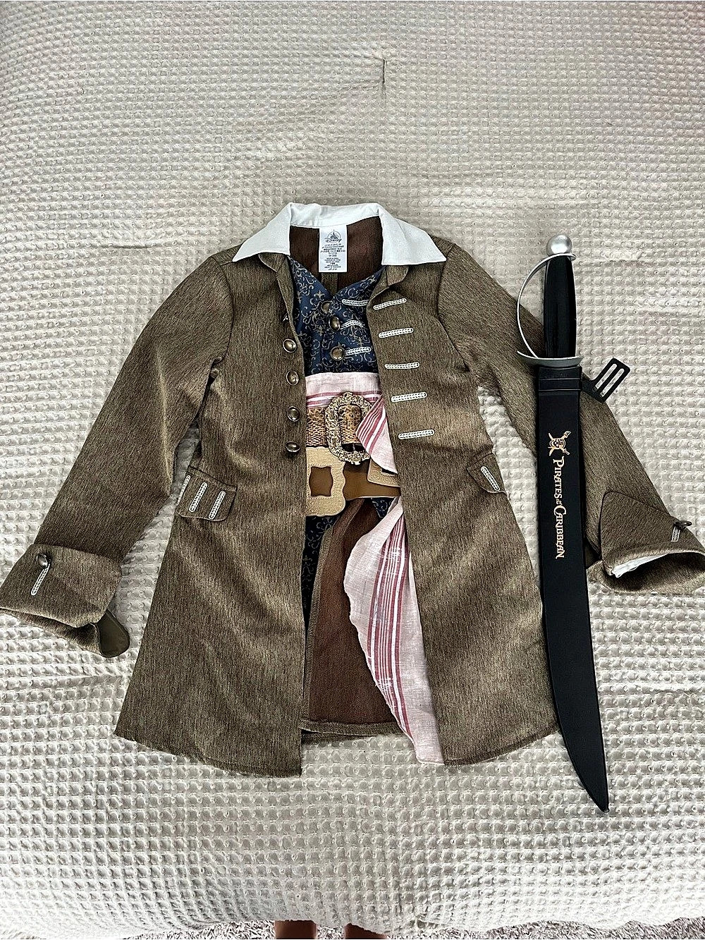 Disney Jack Sparrow Pirates Caribbean Costume Jacket Size 5/6 + Sword